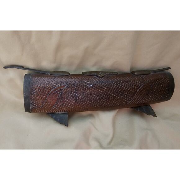 Vintage Wood and Brass Fish Carving Set - Picture 9 of 14